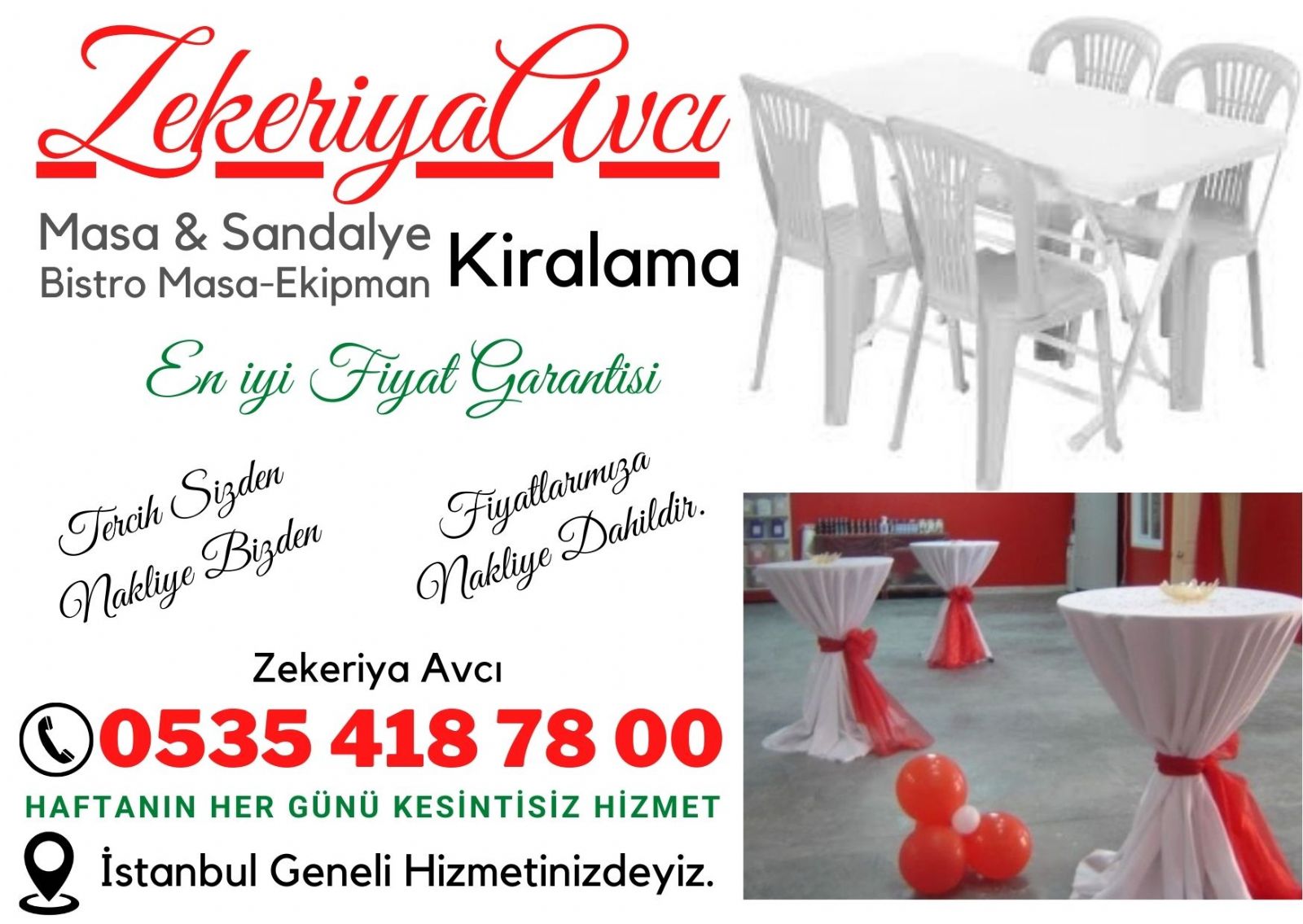Mehterçeşme Masa Sandalye Kiralama